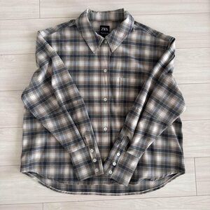 Zara women’s Plaid Shirt - Brown and Gray